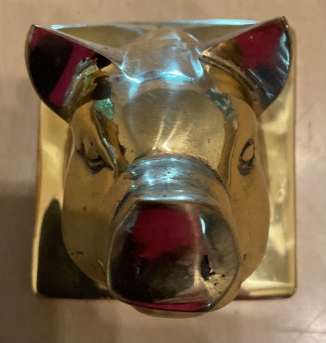 Shiny brass pig head - shiny,