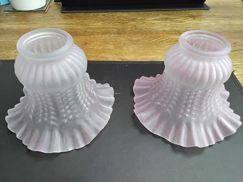 Pair vintage pink frosted - pair,
