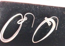 Vintage Fossil Marked  Logo Silver Tone Simple Oval Hoop Earrings 925 Silver?