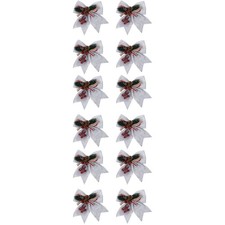 12 pcs  Christmas Atmosphere Decor Christmas Tree Pendant Glitter Pine Cone Bow