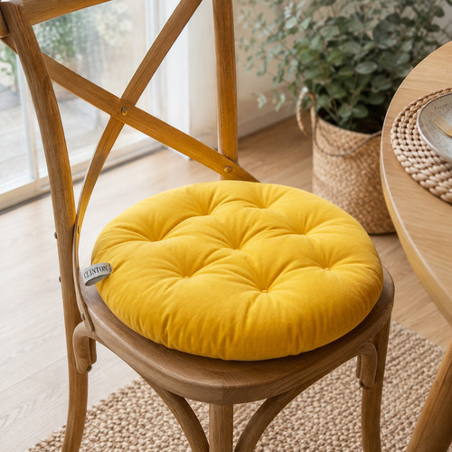 Clinton yellow round chair pad - yellow,