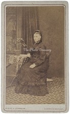 CDV STOWMARKET SEATED PRETTY LADY IN RUFFLE DRESS PLANT TABLE BY JOHNSON 