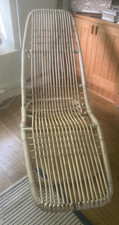 bamboo and rattan sun lounger, wheeled (possibly steamer chair?)