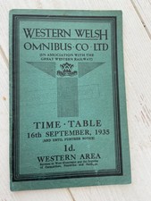 Western Welsh Omnibus Co Ltd Bus timetable Western Area 16/9/1935
