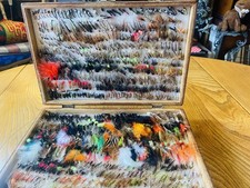 Vintage Wooden Box Fishing Flies - Very Large  Selection 