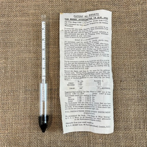Vintage busby hydrometer - busby,