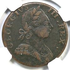 1778 V 11-78A R-3 NGC XF 40 Machins Mills Colonial Copper Coin 1/2p