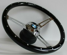 Steering Wheel Fits For BMW Vintage Wood Chrome Black E24 E28 E30 E32 E34 86-91