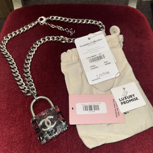 Chanel silver padlock chain - silver,