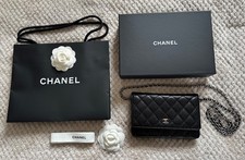 CHANEL CLASSIC WALLET ON CHAIN WOC - BLACK CAVIAR LEATHER WITH SILVER HARDWARE