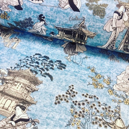 Blue geisha japanese pagoda - geisha,