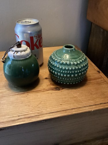 Two small green glossy - two,