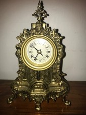 Lovely Vintage Heavy Ornate Brass Mantel Clock