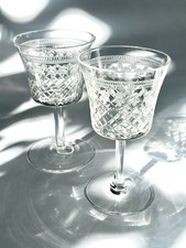 2x Edwardian Pall Mall ‘Lady Hamilton’ Sherry/Wine Crystal Glasses 