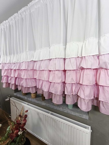 Ruffled voile curtain - curtain, –