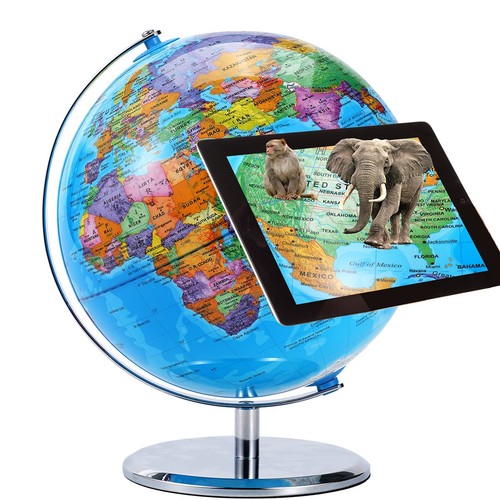 World map globe - 10'', metal