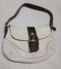 Authentic COACH Cream and Brown Leather Shoulder Bag F10910 READ SEE PICS