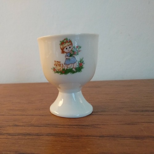 Vintage egg cup retro girl - cup,