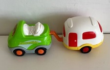 V-Tech Toot Toot Drivers Green Convertible With Lights & Sound & Caravan