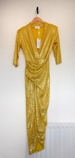Sparkling Forever Unique Dress - Golden Yellow with Mirror Sequins - Small Size