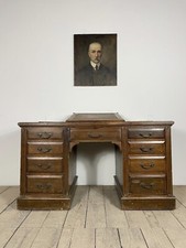 Victorian Antique Oak Maple & Co Double Sided Desk