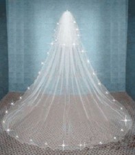 2 Tier 3M White/Ivory Veil Crystal Cathedral Long Bridal Wedding Veil With Comb