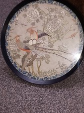 Vintage Framed Silk Embroidery Oriental Pheasants