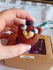 Hand Crafted Needle Felted Angus The Bear Novelty Ornament