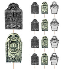 Tombstones RIP Halloween Cupcake Party Food Toppers Decorations Picks 14 Pack