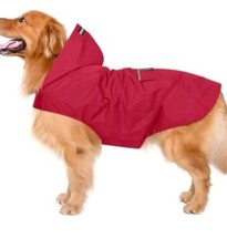 Zellar Dog Raincoat Hoodie Reflective Adjustable Mesh Lined Pocket Red