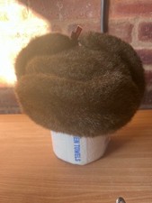 Vintage Russian brown real fur trapper hat size large winter warm revival