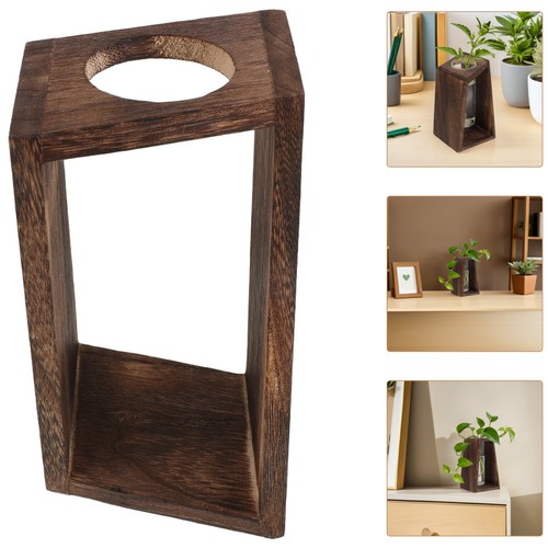 Test tube vase wooden stand - tube,