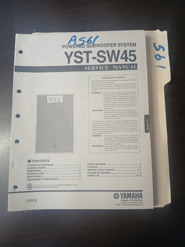 Yamaha yst sw45 - yst-sw45, service