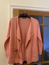 Luisa Cerano Wool/ Silk / Cashmere Coral Pink Waterfall  Cardigan  38/40” BNWOT