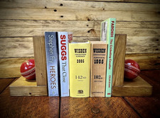 Cricket Ball Wood Bookends (Set of Two)