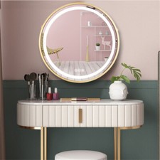 Multifunction Gold Round Frame Bathroom Glass Wall Mounted LED Vanity Mirror