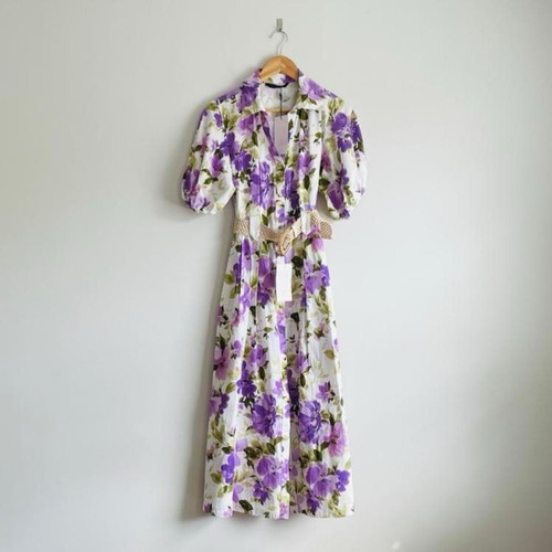 Zara lilac floral print belted - zara,