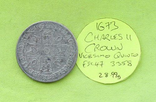 1673 silver crown - silver, coin