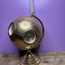 BRASS WORLD GLOBE CLOCK W/FIVE