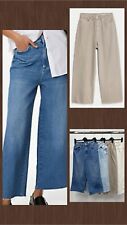 Ex M&S Ladies Wide Leg High Waist Ankle Grazer Jeans Sizes 6-24 in 3 Lengths
