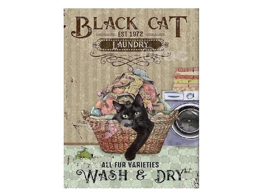 Black cat laundry - cat,