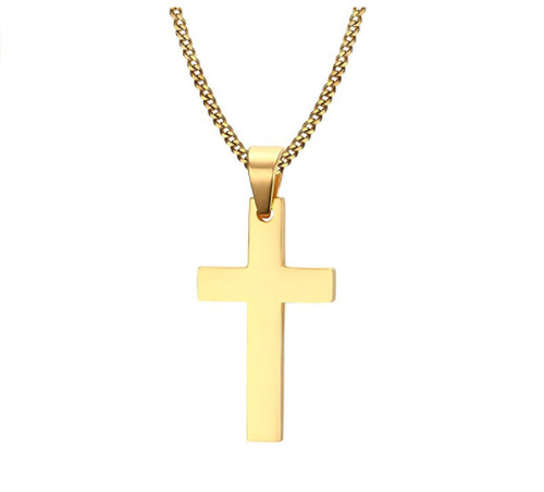 Gold plated cross necklace - gold,
