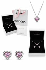 Pink Heart Necklace & Earrings