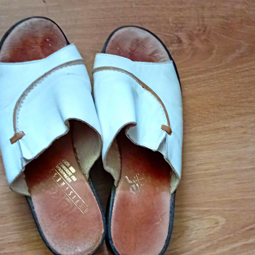 Rieker white leather - leather, slip-on