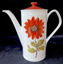 Johnson Brothers “Red Sunflower” Tall 9” Ceramic Vintage Coffee Pot