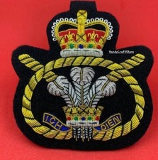 STAFFORDSHIRE REGIMENT HANDMADE EMBROIDERY GOLDEN &SILVER BULLION BLAZER BADGE