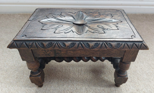 Victoria solid oak footstool