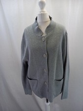Poetry cardigan light grey 12 cotton double knit white inside boxy pockets VGC