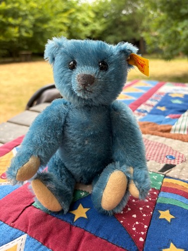 Steiff elliot blue mohair bear - blue,