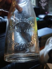 J.E.Oates Thorne Dairies Rare Half Pint old Milk Bottle 1930's